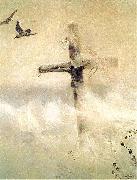 Jozef Chelmonski Cross in blizzard. oil on canvas